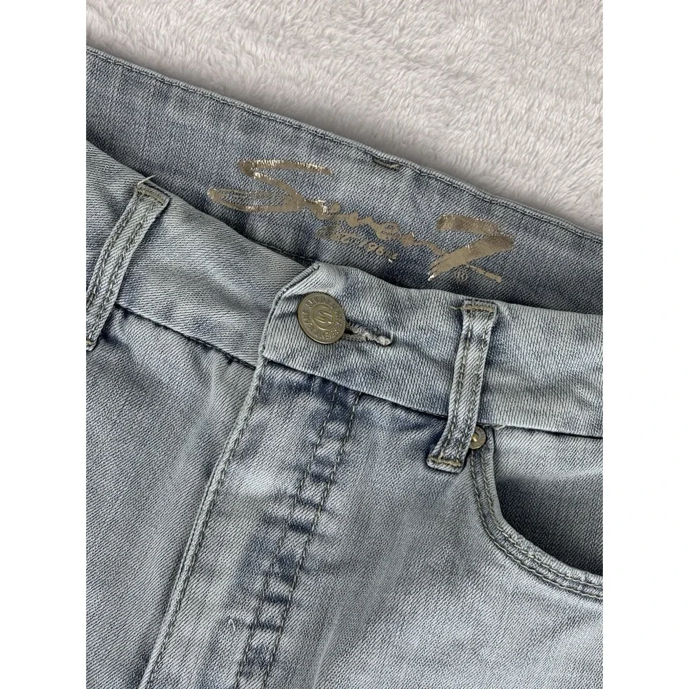 Seven 7‎ Jeans Womens Blue Tummyless High Rise Skinny Distressed Jeans Size 14